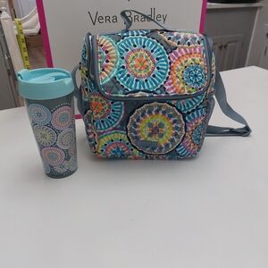 Vera Bradley Lunch Cooler Crossbody & Travel Tumbler Sunny Medallion NWOT